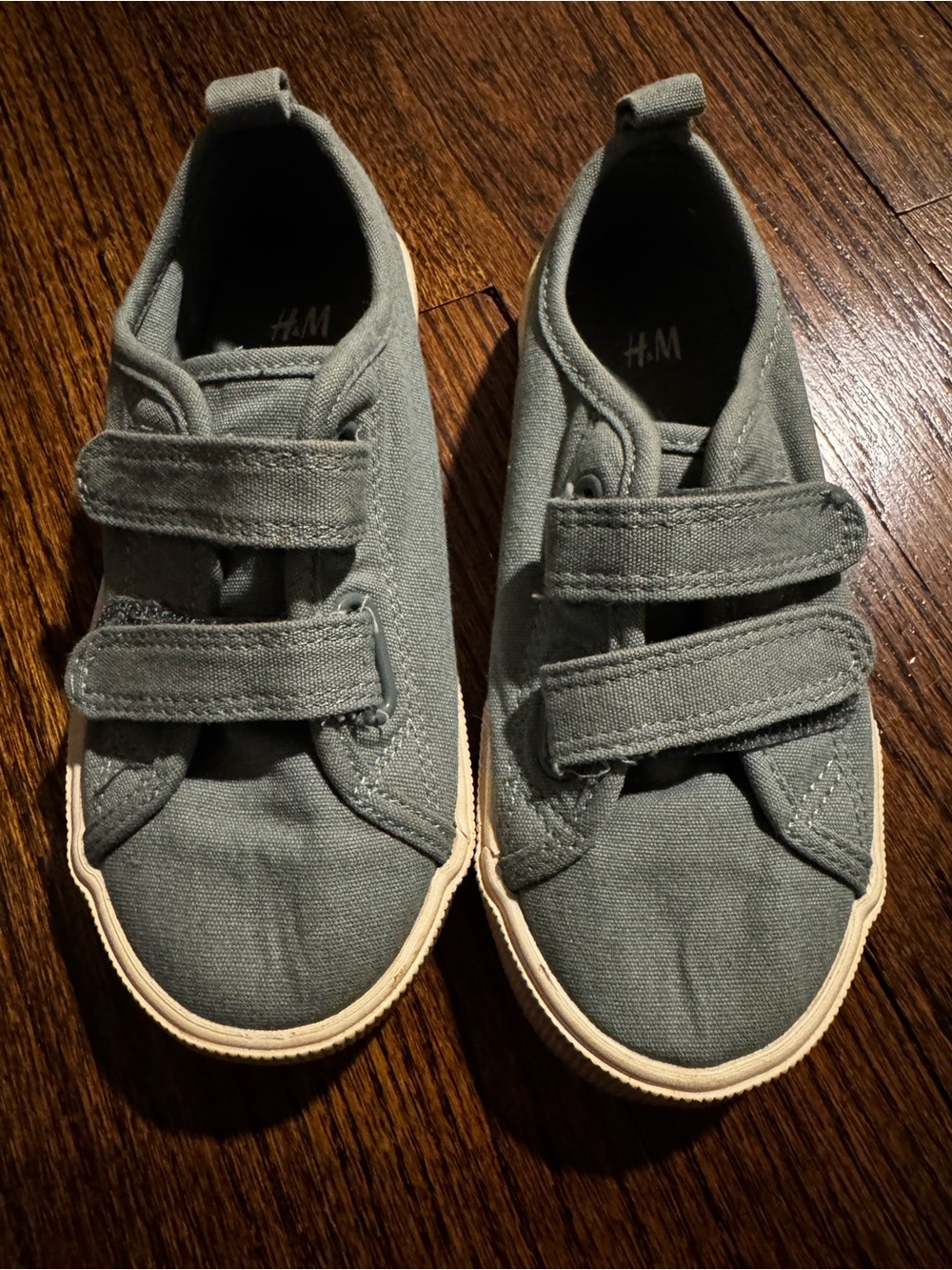 H&M Kids Olive Canvas Velcro Sneakers with Cream Soles